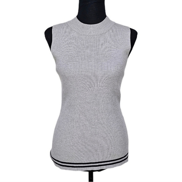 Rag & Bone Alanna Merino Wool Blend Ribbed Knit Sleeveless Sweater Gray Medium - Picture 1 of 11